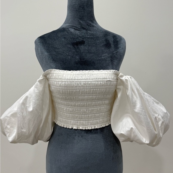 Aje White Off-Shoulder Puff Sleeve Crop Top - Picture 2 of 5